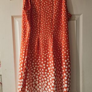 Polka Dot Mini Dress - Orange and White